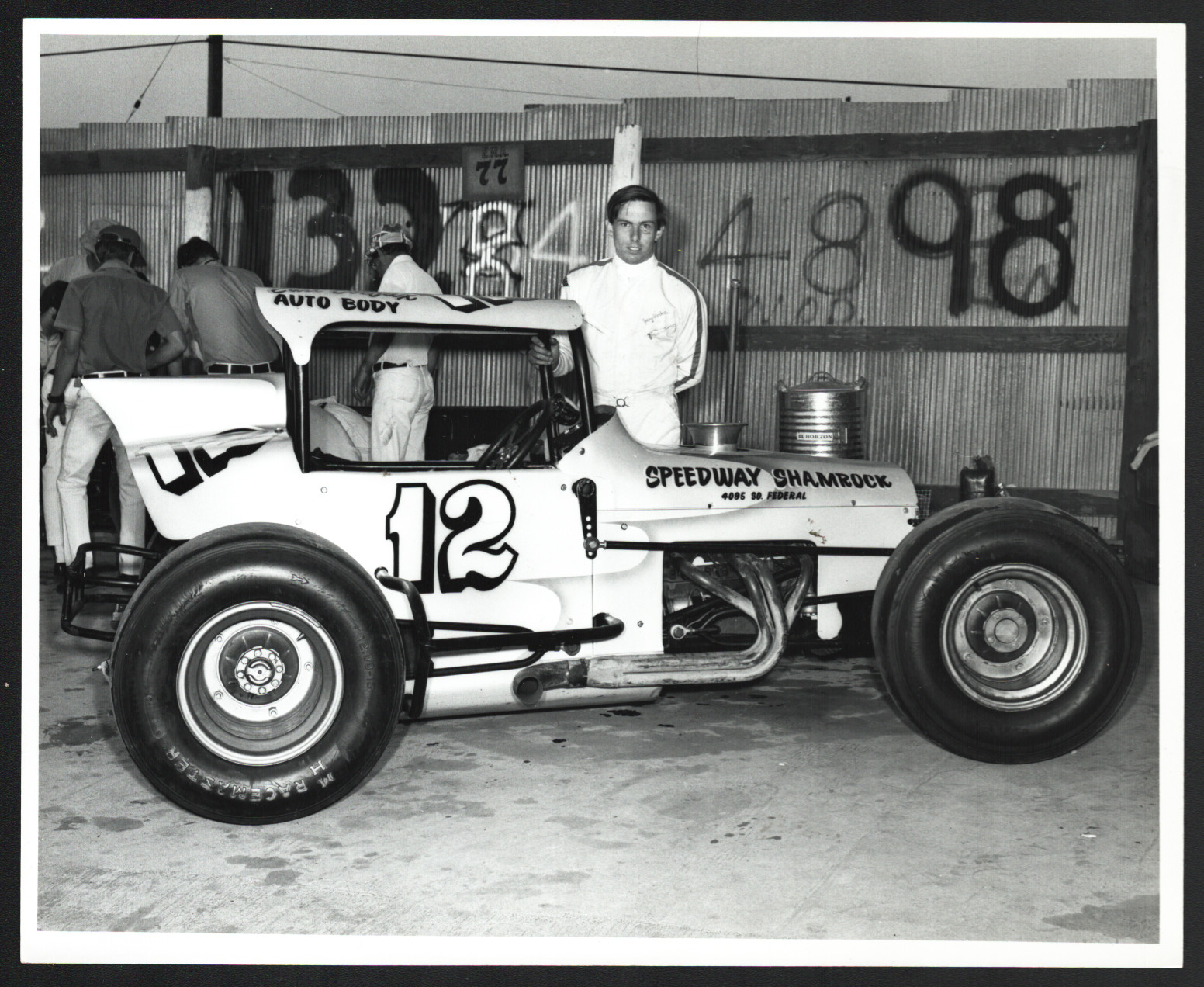 Jerry Hucker #12 Super Modified Race Car 8 x 10 B&W Photo (1960's)