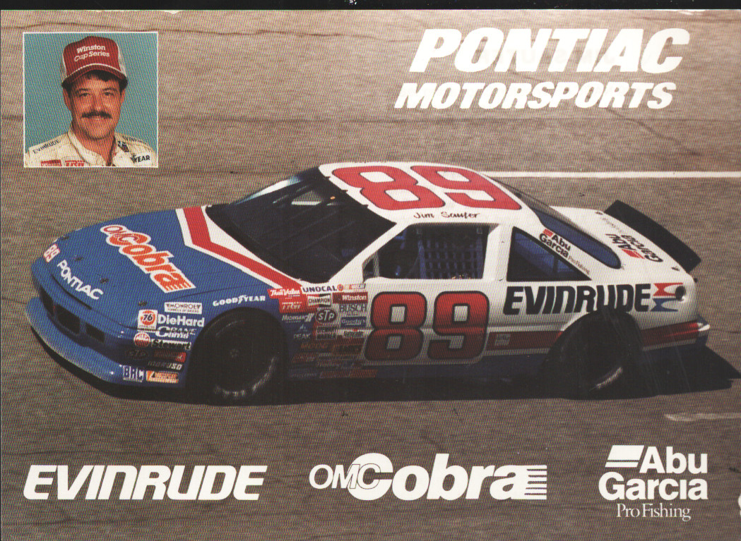 Jim Sauter #89 Evinrude Pontiac NASCAR Post Card (1993)