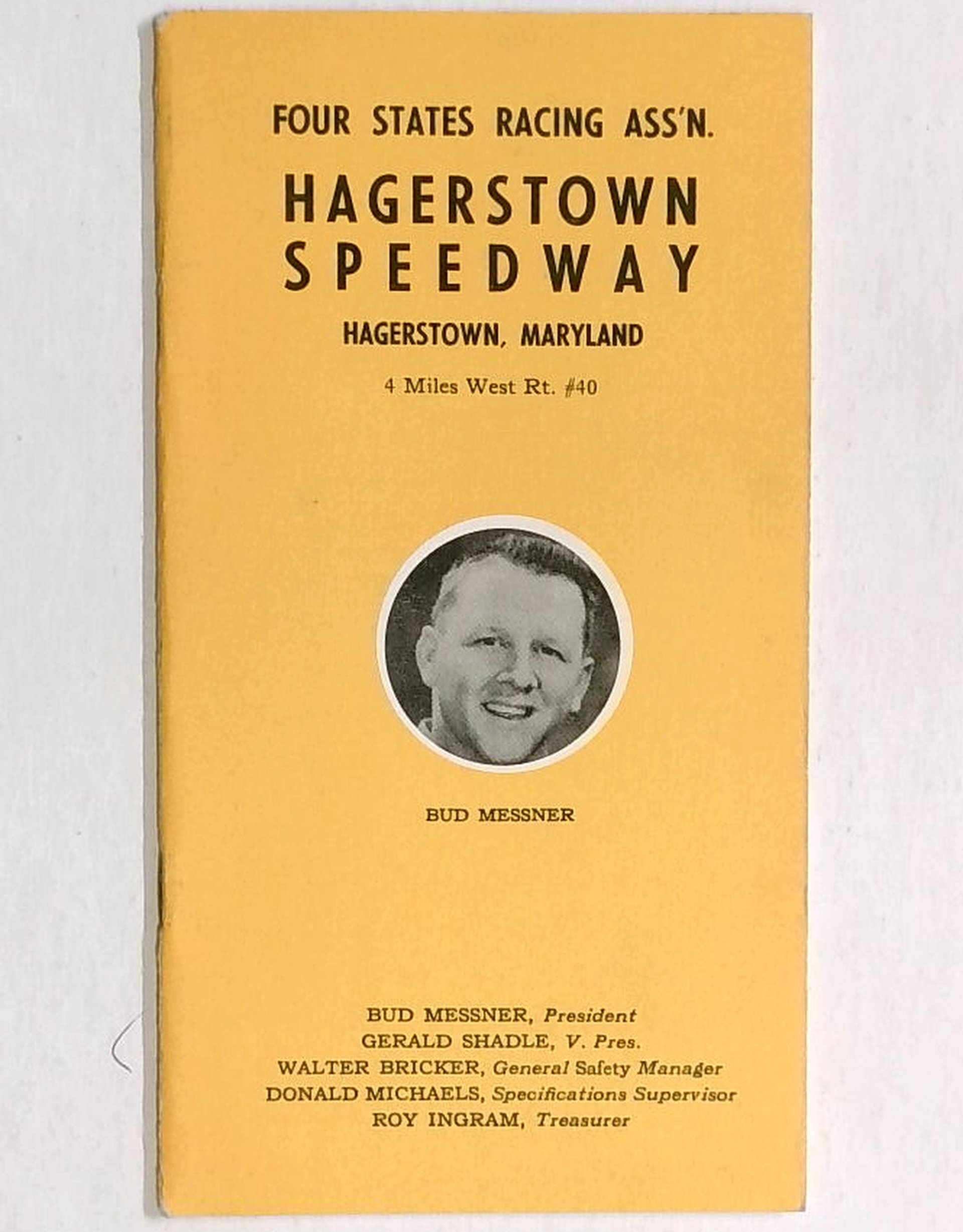 Hagerstown Speedway -Maryland- Rule Book-Bud Messner photo cover--Race info (1959)
