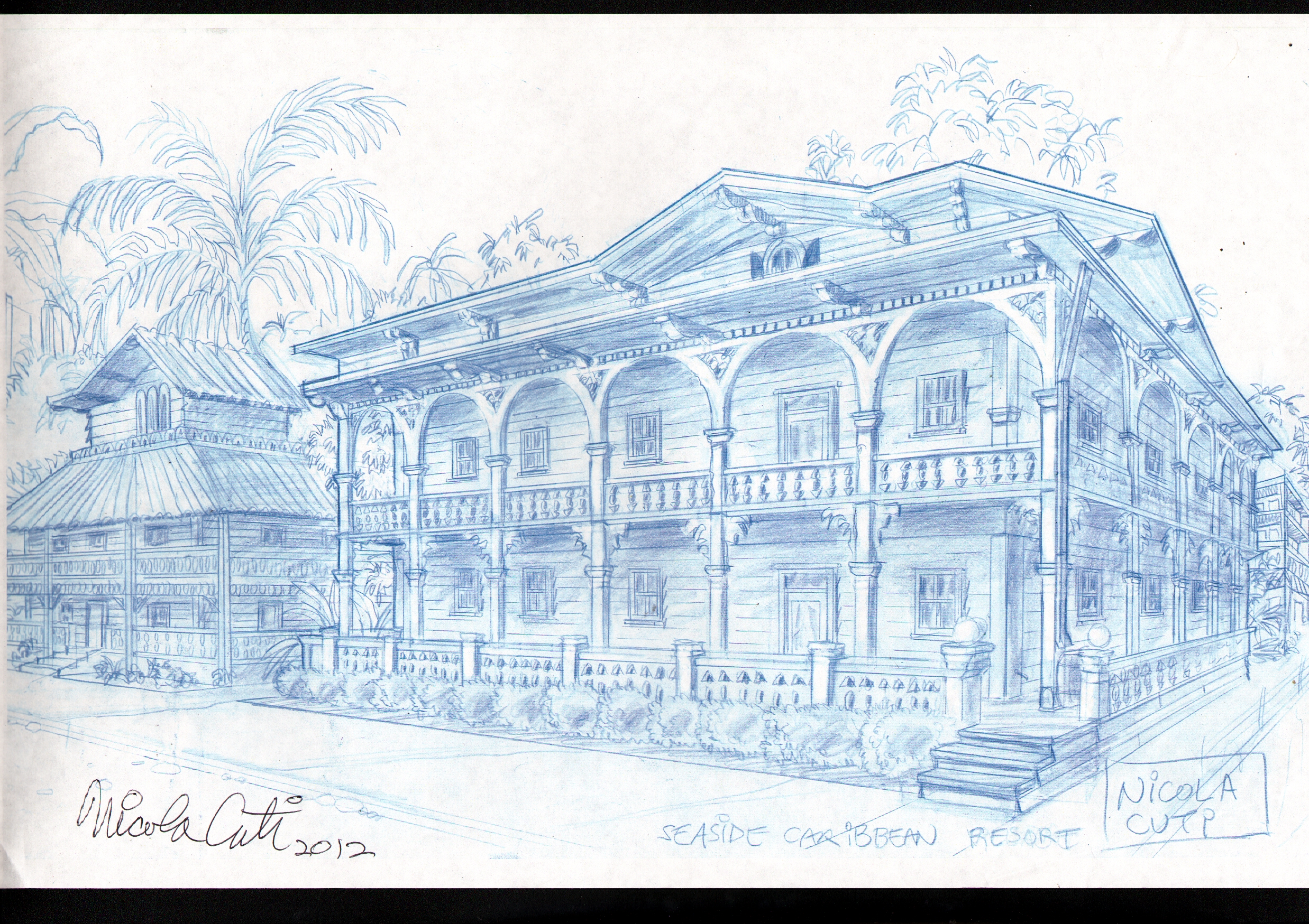 Nick Cuti Seaside Caribean Resort Background Animation Art Comic Art