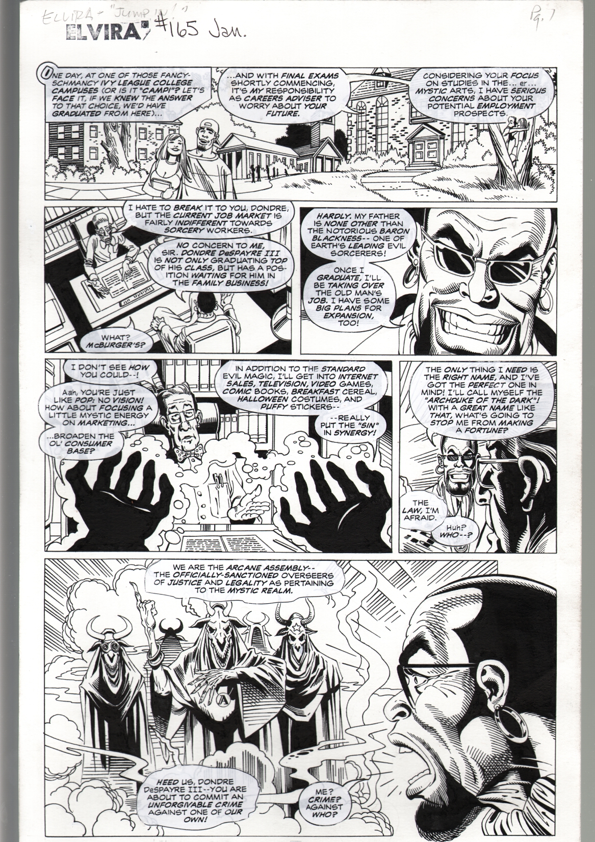 Tod Smith Elvira #165 Original Art Page 1 Comic Art